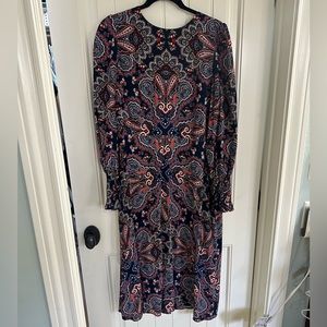 Boden USA navy multi colored smocked cuff long sleeve dress. Adorable on. 12